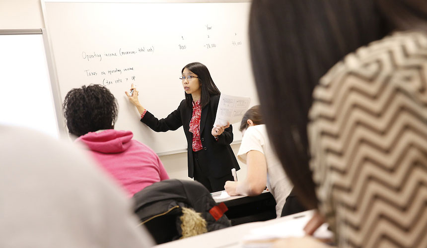 Photo of a professor in a classroom